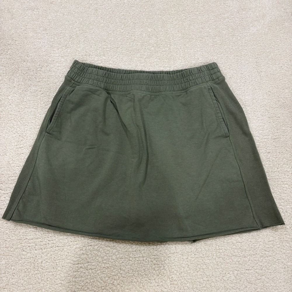 Aerie Offline Sweatshirt Mini Skirt Ribbed Raw Hem Olive Army Green Size Small